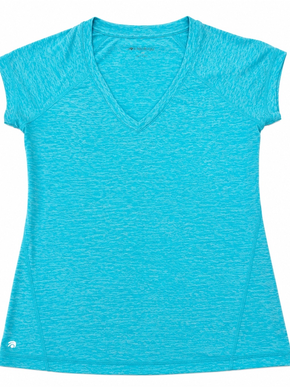 Ideology Aqua Heathered Athletic V-Neck Tee XS Short Sleeve Active Top